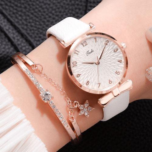 Relógio Feminino Luxury Business Quartz + Pulseira Grátis RL-FM01 LojasStonks Kit Branco + Pulseira Grátis 